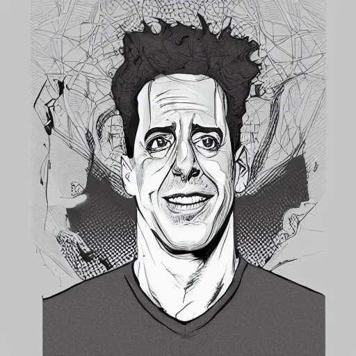 Image similar to a study of cell shaded portrait of jerry seinfeld concept art, llustration, post grunge, concept art by josan gonzales and wlop, by james jean, Victo ngai, David Rubín, Mike Mignola, Laurie Greasley, highly detailed, sharp focus, alien, Trending on Artstation, HQ, deviantart, art by artgem