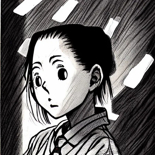 Image similar to young girl by naoki urasawa, detailed, japanese manga, comic, illustration