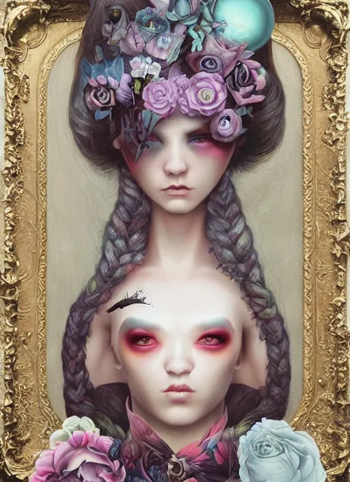 Image similar to pop surrealism, lowbrow art, realistic vin diesel painting, japanese street fashion, hyper realism, muted colours, rococo, natalie shau, loreta lux, tom bagshaw, mark ryden, trevor brown style,