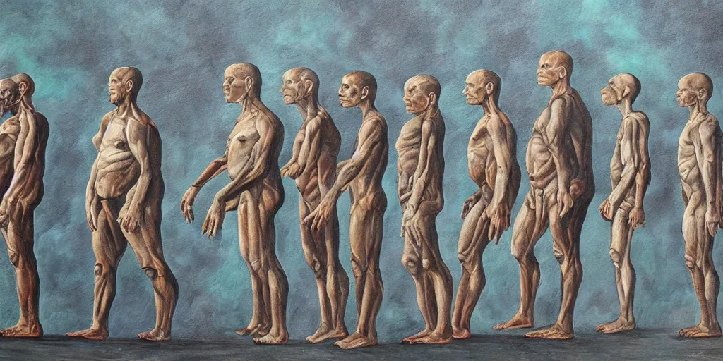 Prompt: detailed painting of human evolution