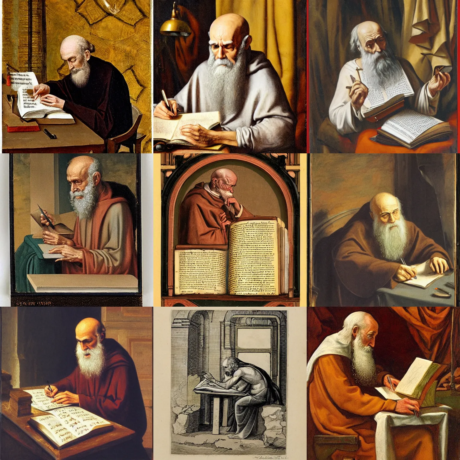 Prompt: Saint Jerome Writing by Stanley Pinker and Nicholas of Verdun