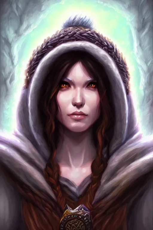 Prompt: head and shoulders portrait of a druid, female, high fantasy, dnd, by artgerm