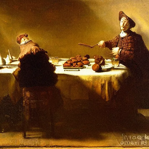 Prompt: Bar of chocolate, oil painting, Rembrandt van Rijn