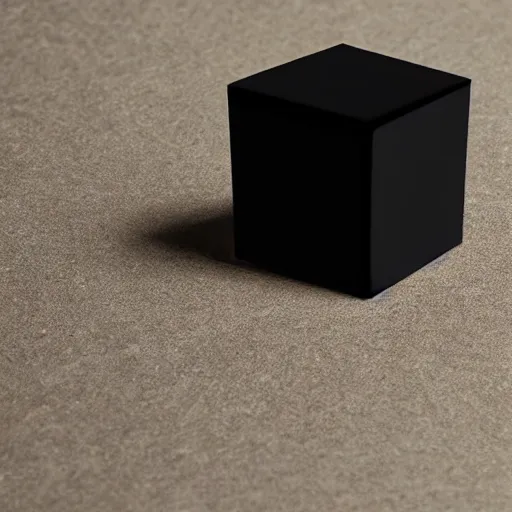 Prompt: little black cube if darkness