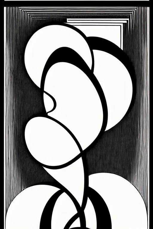 Image similar to art deco, line art by james o barr and albrecht durer, minimalist, surreal woodblock print, black and white, vector, vector art