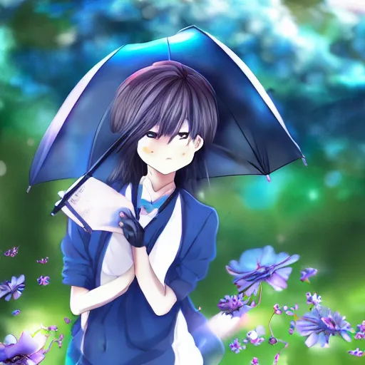 Image similar to Anime girl with magical umbrella mobile wallpaper