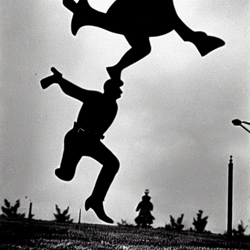 Image similar to pepe the frog the leap into freedom conrad schumann 1 9 6 1 photography