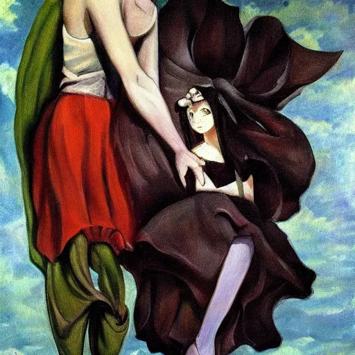 Image similar to anime by dorothea tanning