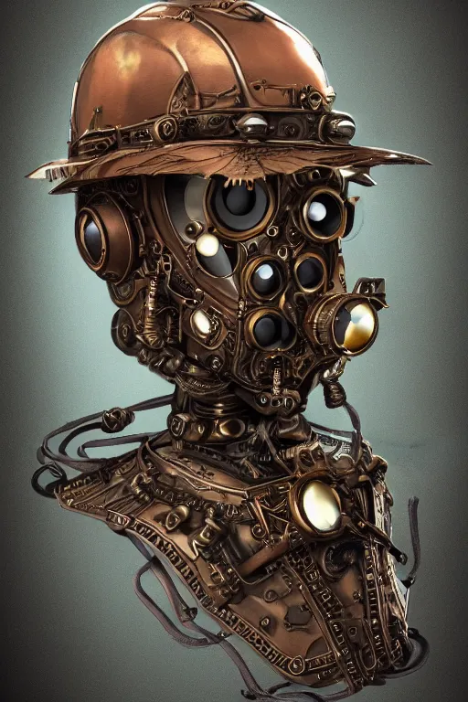 Image similar to steampunk helmet fantasy art mask robot ninja stylized digital illustration sharp focus, elegant intricate digital painting artstation concept art global illumination ray tracing advanced technology chaykin howard and campionpascale and cooke darwyn and davis jack