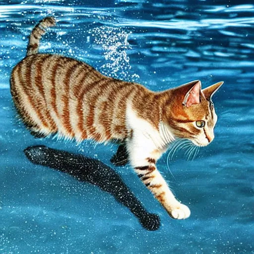 Prompt: cat swimming in the ocean