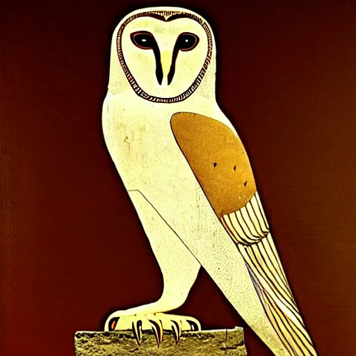 Image similar to barn owl, ancient egyptian art