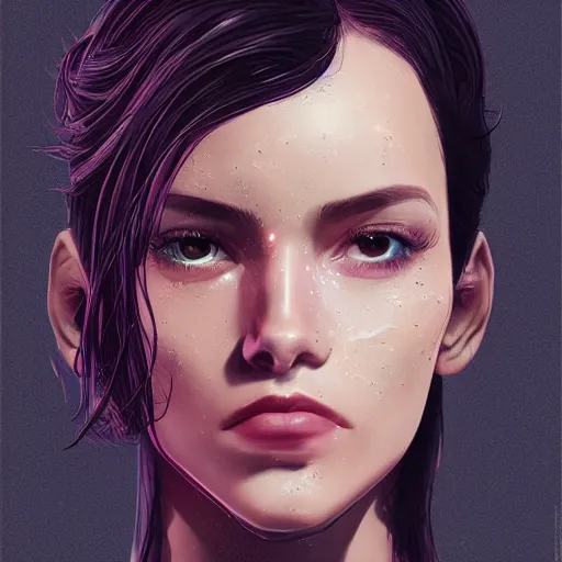 Prompt: portrait of a beautiful dark - haired androgynous space ranger, soft lightning, high detailed, intricate, elegant, smooth, sharp focus, cyberpunk, high contrast, artstation, art by lily abdullina and borja pindado,