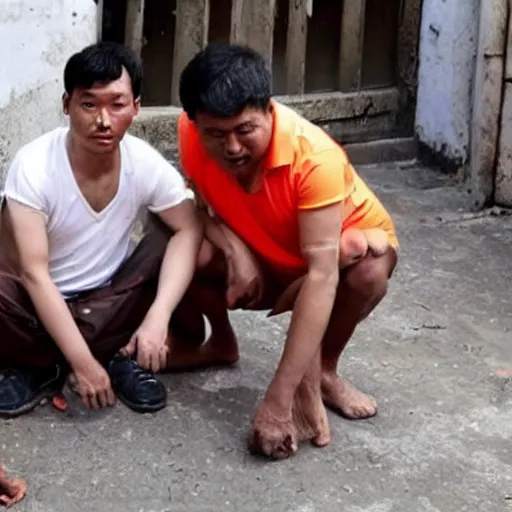 Image similar to Chinese middle-aged man takes photo of Indian men pooping on street