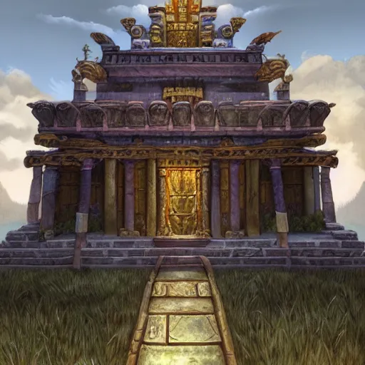 Image similar to The sumerian temple, art by World of Warcraft Art Direction, art station, concept art,