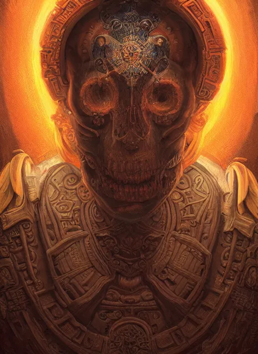 Prompt: digital _ painting _ of _ cizkin god of death mayan _ by _ filipe _ pagliuso _ and _ justin _ gerard _ symmetric _ fantasy _ highly _ detailed _ realistic _ intricate _ port glowing eyes