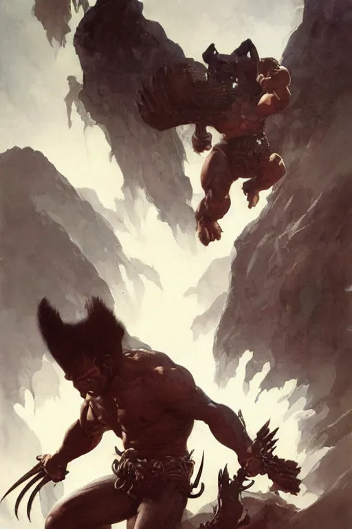 Prompt: mighty wolverine, by Frank Frazetta, Greg Rutkowski, Boris Vallejo, epic fantasy character art, Exquisite detail, post-processing, low angle, masterpiece, cinematic