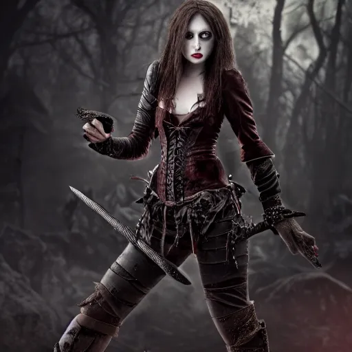 Image similar to full body photo of a beautiful vampire warrior, highly detailed, 4k, HDR,