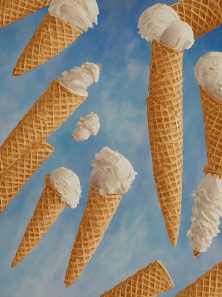 Image similar to ice cream cones, by concept artists, blunt borders, rule of thirds, beautiful light