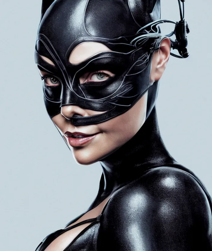 Image similar to portrait of charlize theron as catwoman. photograph. hd, 4 k. intricate artwork. by tooth wu, wlop, beeple, dan mumford. octane render, trending on artstation, greg rutkowski very coherent symmetrical artwork. cinematic, hyper realism, high detail, octane render, 8 k, iridescent accents.