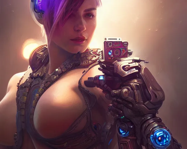 Image similar to messi with cyberpunk implants, deep focus, d & d, fantasy, intricate, elegant, highly detailed, digital painting, artstation, concept art, matte, sharp focus, illustration, hearthstone, art by artgerm and greg rutkowski and alphonse mucha