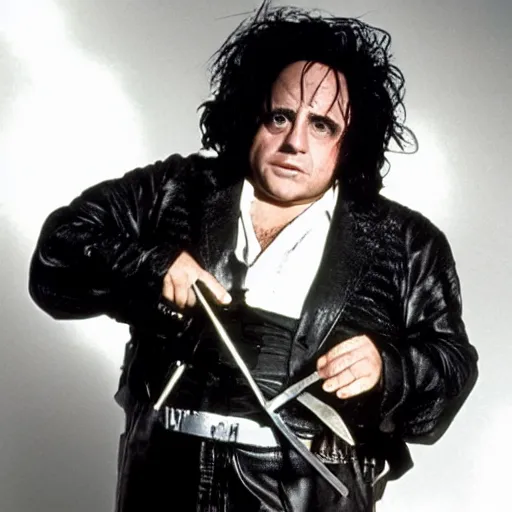 Image similar to Danny Devito as Edward scissorhands,