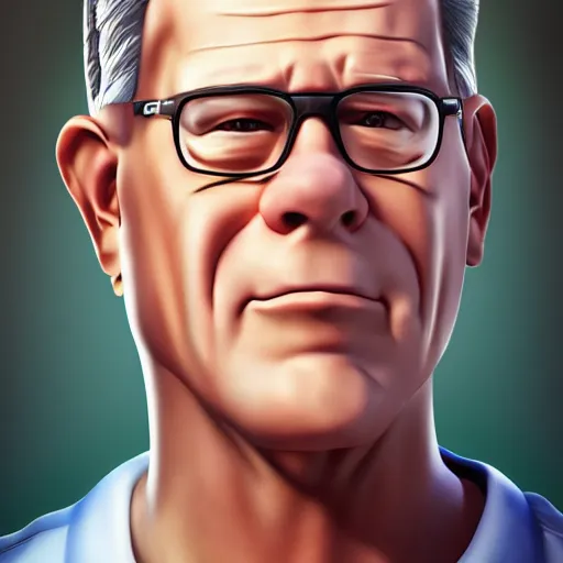 Image similar to king of the hill, Hank hill, photorealistic, portrait, hyper realistic.