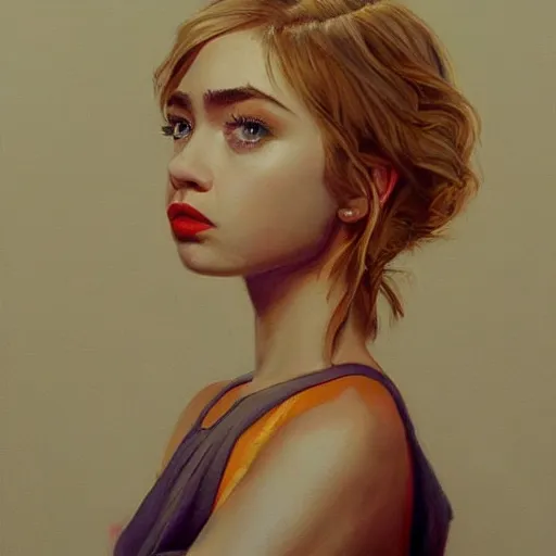 Image similar to a beautiful painting of imogen poots representative of the art style of artgerm and wlop and wes anderson and spike jonze