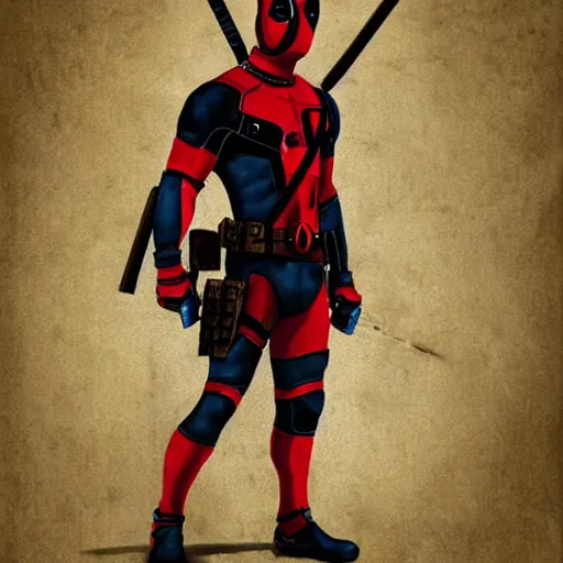 Image similar to Deadpool painted by Leonardo da Vinci hyper realistic 4K quality