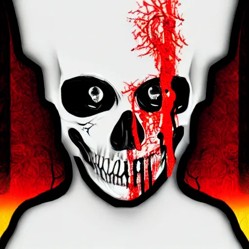 Image similar to glitchy bloody face skull