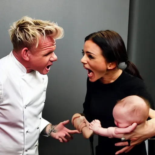 Image similar to photo of gordon ramsay screaming at baby