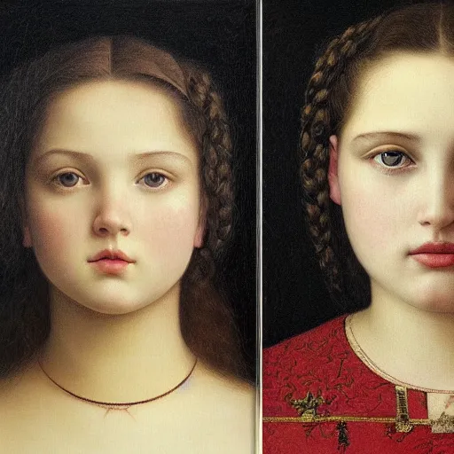 Image similar to portrait of a young girl, plus size, painting by dino valls