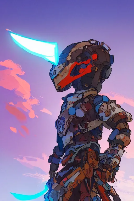 Image similar to combination suit armor aloy horizon forbidden west horizon zero dawn robot ninja mask helmet backpack tribal, art gta 5 comics, official fanart behance hd artstation by jesper ejsing, by rhads, makoto shinkai and lois van baarle, ilya kuvshinov, ossdraws radiating a glowing aura cgi rtx 2 0 2 2