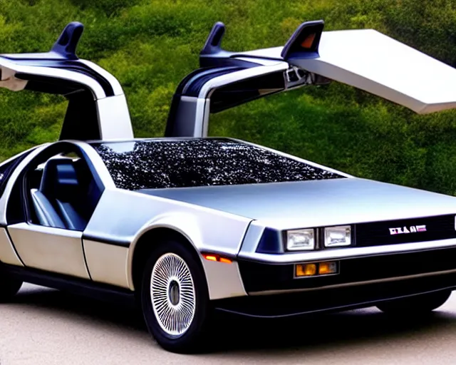 Image similar to new prototype delorean, dslr