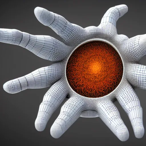 Image similar to a fractal human hand, 3d render