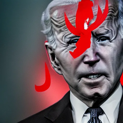 Image similar to devil body, with joe biden head, art in 4 k, high quality