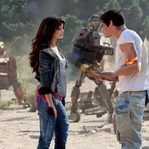 Image similar to High quality movie still of Selena Gomez in Michael Bay's Transformers