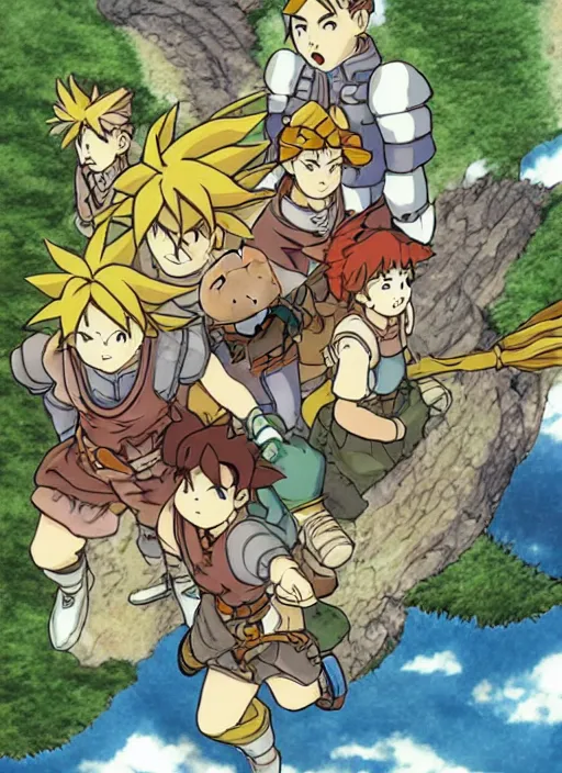 Image similar to chrono trigger in the style of studio ghibli