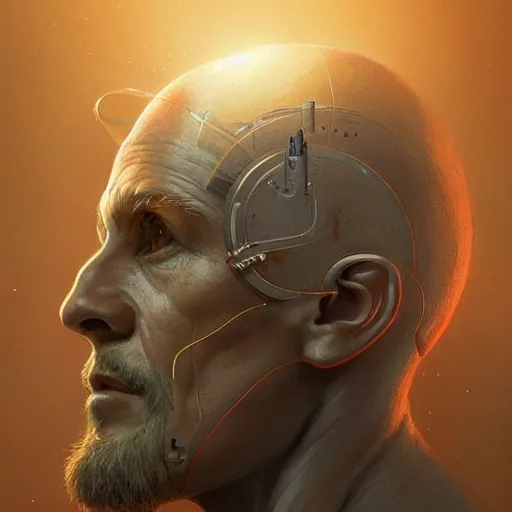 Prompt: portrait of the god of science and technology, upper body, D&D, intricate, cinematic lighting, highly detailed, digital painting, artstation, concept art, smooth, sharp focus, illustration, art by Artgerm and Greg Rutkowski