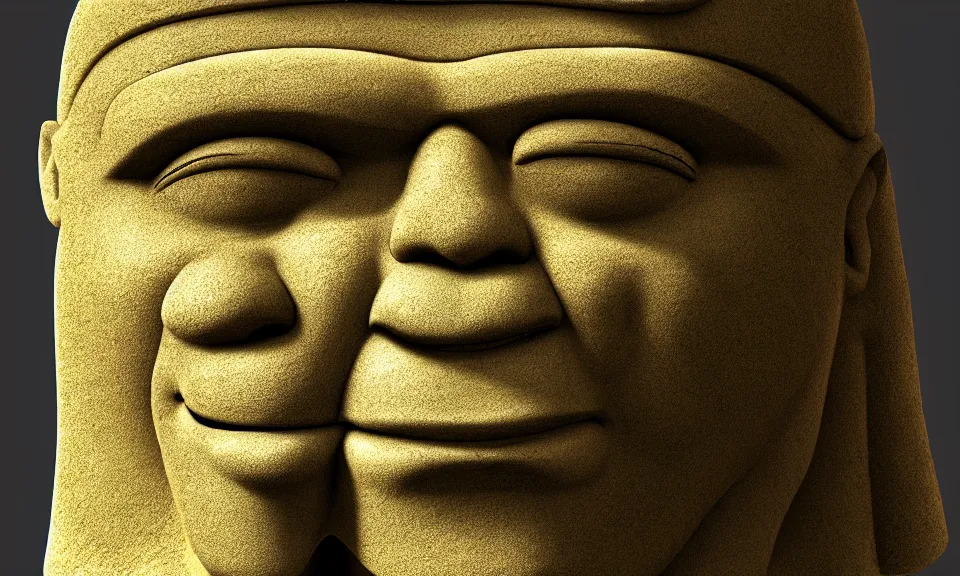 Image similar to an ancient egyptian stone carving of shrek, 4 k, trending on artstation, detailed, film still