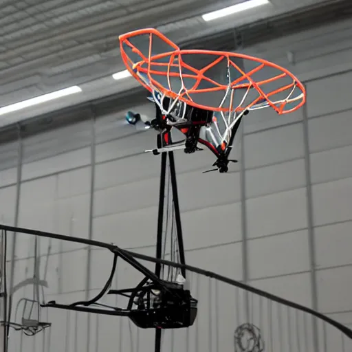 Image similar to flying drone robot with basketball hoop and backboard on the drone body