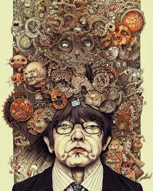 Image similar to portrait painted in jacek yerka style drawn by vania zouravliov and takato yamamoto, inspired by the office, intricate acrylic gouache painting, high detail, sharp high detail, artstation