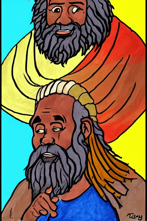 Prompt: moses againts god, realistic, art by tafy laplanche, colored by food colorhunt