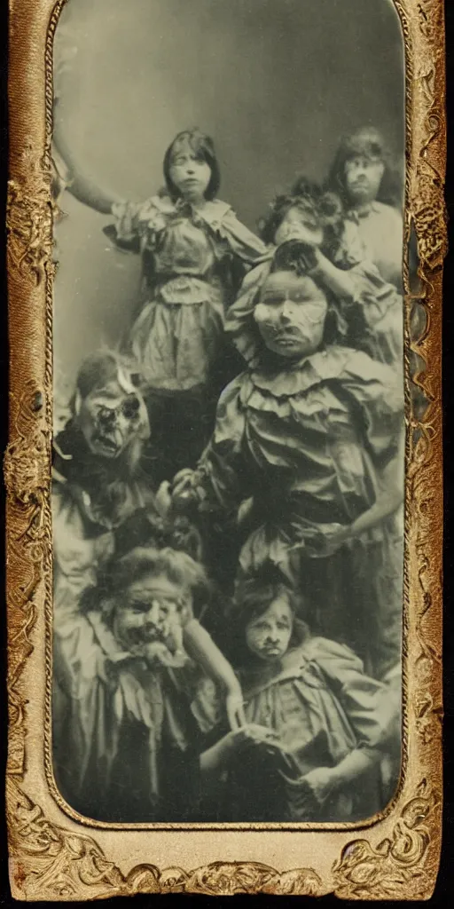 Image similar to spirit photography with glowing bulbous ectoplasm, scary reed people, sleep paralysis demon, 1 9 0 0 s, slimer, mourning family, invoke fear and dread, old photograph, daguerreotype