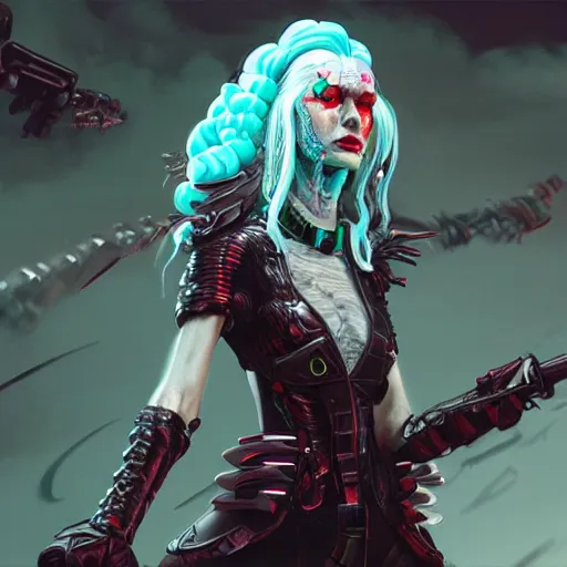 Prompt: wide shot of Grimes as a highly detailed super villain character, trending on artstation, concept matte