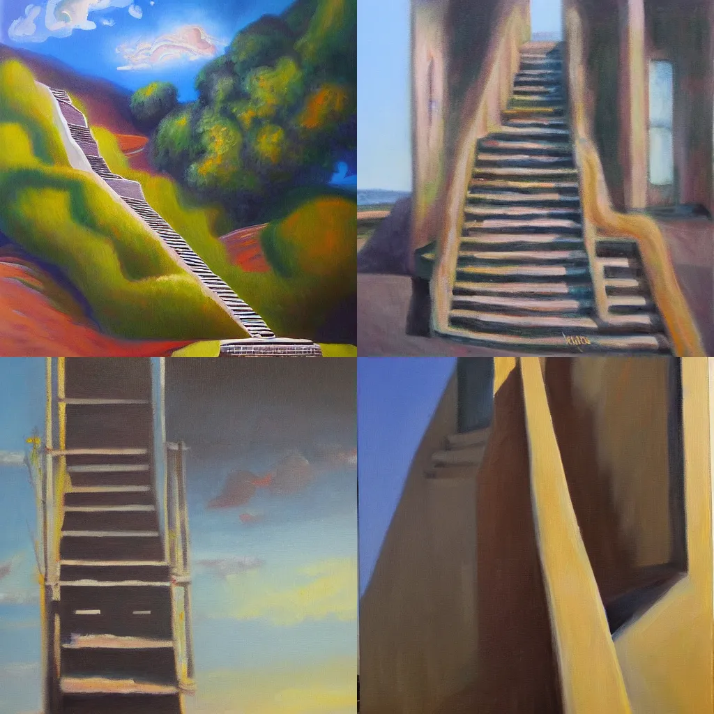 Prompt: stairway to heaven, oil on canvas