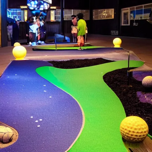 Image similar to Liminal space in outer space, mini golf course