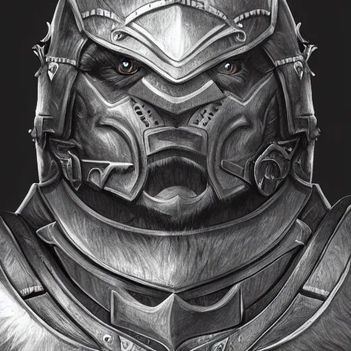 Image similar to Portrait of a human-bear warrior in Nordic armor, fantasy, medieval, highly detailed, Artstation