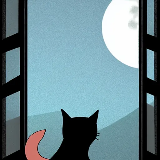 Prompt: ninja cat stealing meat from the fridge at night in the moonlight coming from the window