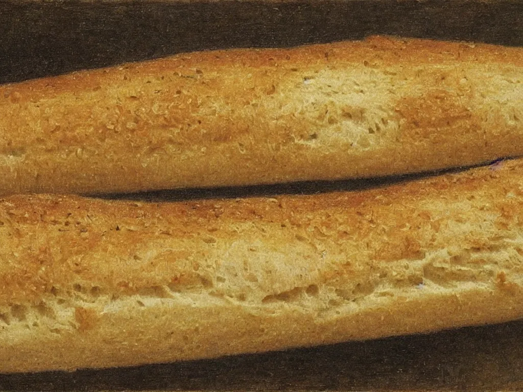 Prompt: bread baguette rotten and moldy. painting by henri fantin - latour