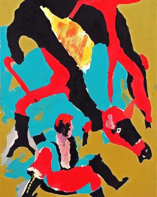 Image similar to the matador and the Bull, painting by Daniel richter